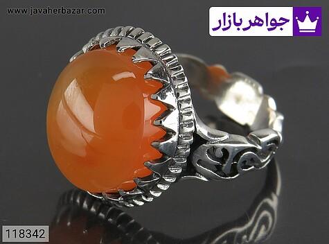انگشتر نقره عقیق یمنی نارنجی رکاب یا علی مردانه [شرف الشمس] - 118342
